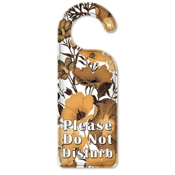 Do Not Disturb Door Knob Hanger Sign - Gold Flowers