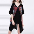 thumbnail image 1 of Vestido de mujer, escote en V, dobladillo irregular, vintage, suelto Romacci Rosa XXXXXL, 1 of 6