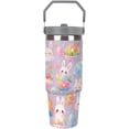thumbnail image 3 of 30 oz Easter Bunny Travel Tumbler Gifts for Girls, Insulated Stainless Steel Cup with Handle, Purple Easter Egg Pattern, Vacuum Sealed (Purple), 3 of 6