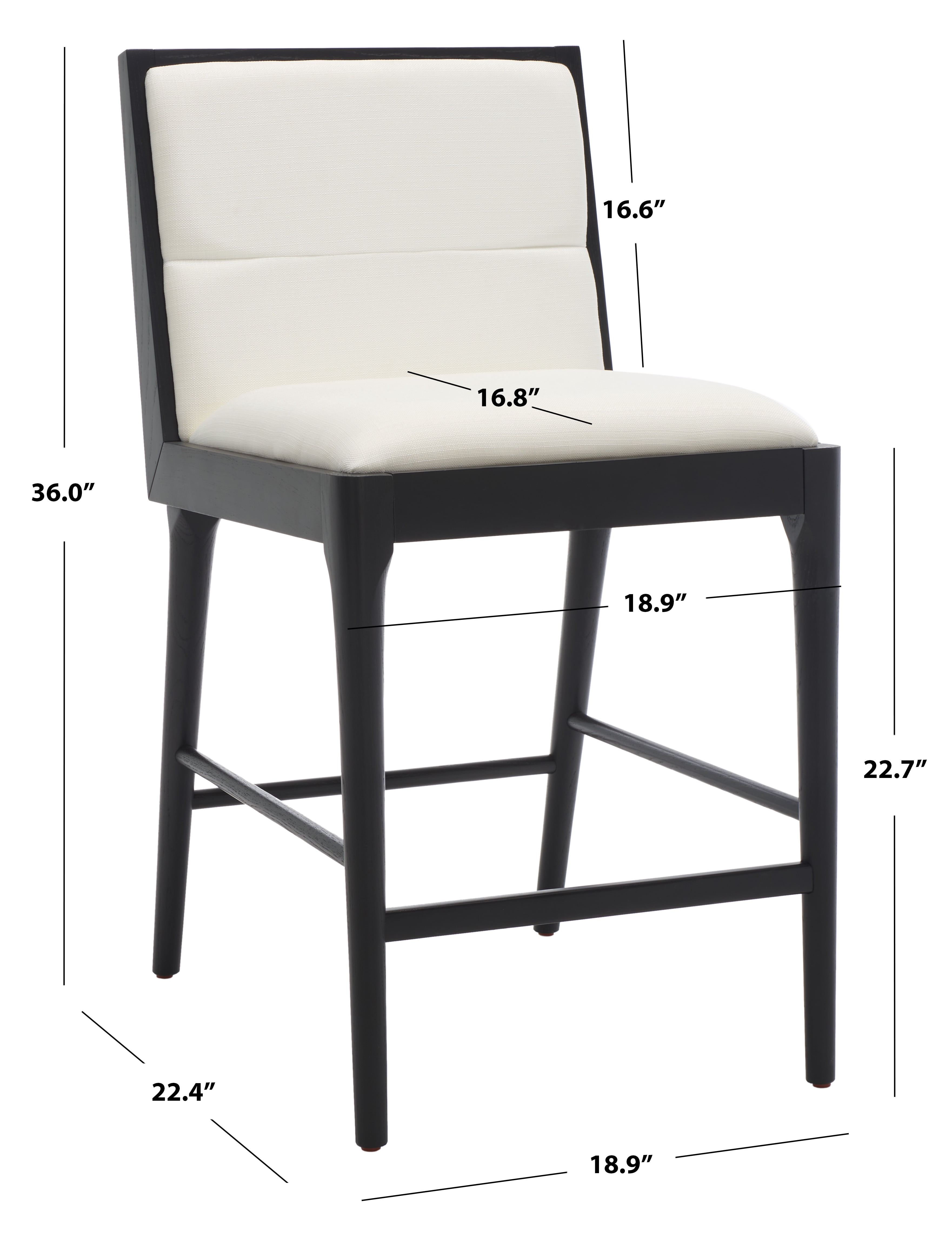 SAFAVIEH Couture Laycee Square Mid Back Counter Stool, Black/White (Set of 2)
