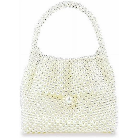 CAILDANL Women Pearl Clutch Bag Beaded Handbag Purse Wedding Bridal Evening Bag Elegant Shoulder Bag for Formal Party