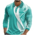 thumbnail image 2 of Fnnxeal Mens Polo Shirts Long Sleeve Fall Winter Breathable Collar Casual Mint Green Polo Shirts for Men Size S, 2 of 3