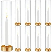 24 Pcs 8 Set Hurricane Glass Cylinder Candle Holders with Stand 12 Inch Clear Taper Candlestick Holders Bulk for Wedding Table Centerpiece Decor Party Home Birthday