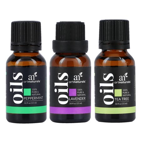 artnaturals Top 3 Essential Oils Set, Lavender, Tea Tree, and Peppermint, 3 Piece Set, 0.50 fl oz (15 ml) Each