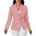 thumbnail image 2 of Sentmoon Blazer Jackets for Women Color Block Long Sleeve Lapel Button Down Blazer Jacket with Cuff Detail for Office Work, 2 of 8