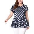 thumbnail image 7 of Unique Bargains Women's Plus Size Short Sleeves Polka Dots Peplum Top, 7 of 7