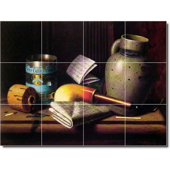 Ceramic Tile Mural-William Harnett Still Life Backsplash Tile Mural 8. 24" w x 18" h using (12) 6 x 6 ceramic tiles