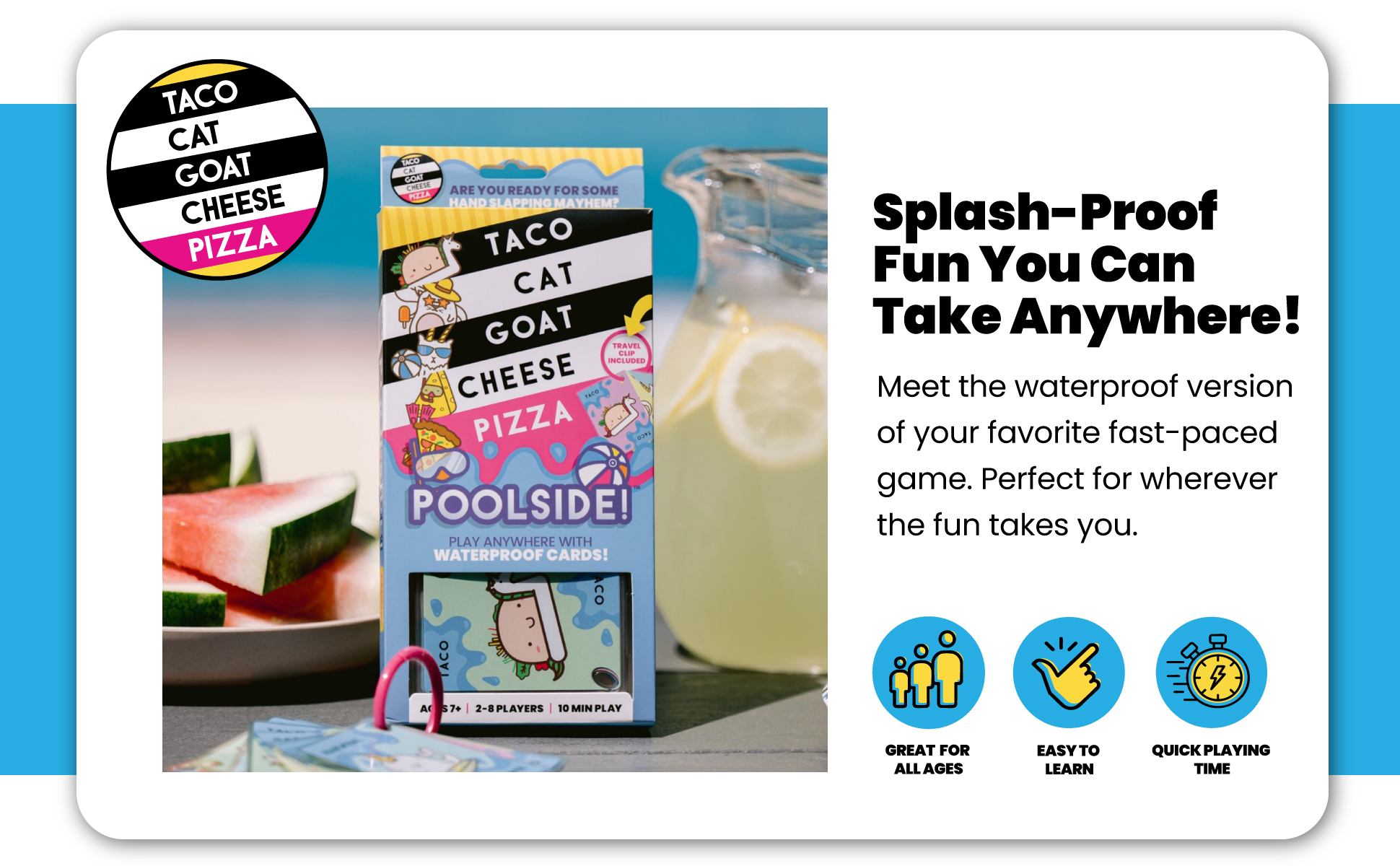 Taco Cat Goat Cheese Pizza Pool Edition Waterproof Card Game photo 5