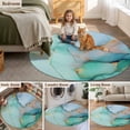 thumbnail image 5 of Round Rugs 3Ft, Teal Round Area Rug Washable Indoor Throw Carpet, Modern Marble Ink Painting Abstract Art Small Non Slip Circle Rug for Bedroom Living Room Home Decor Aesthetic, 5 of 8