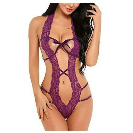 

Fesfesfes Women Lingerie Elastic Onesie Sleepwear Erotic Lingerie Semi-transparent Nightwear Hollow Out Lingerie Mesh Lace Nightwear Ladies Underwear Sale on Clearance