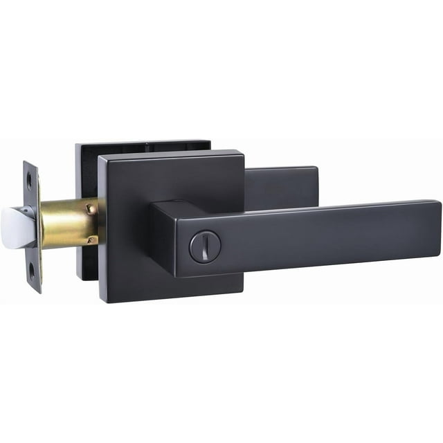 Levier de Porte Style Droit à Clé comme Fonction d'Entrée Poignée de Porte Extérieur Intérieur Serrure d'Entrée avec Clés Poignée de Porte en Nickel Satiné pour Gaucher et Droitier