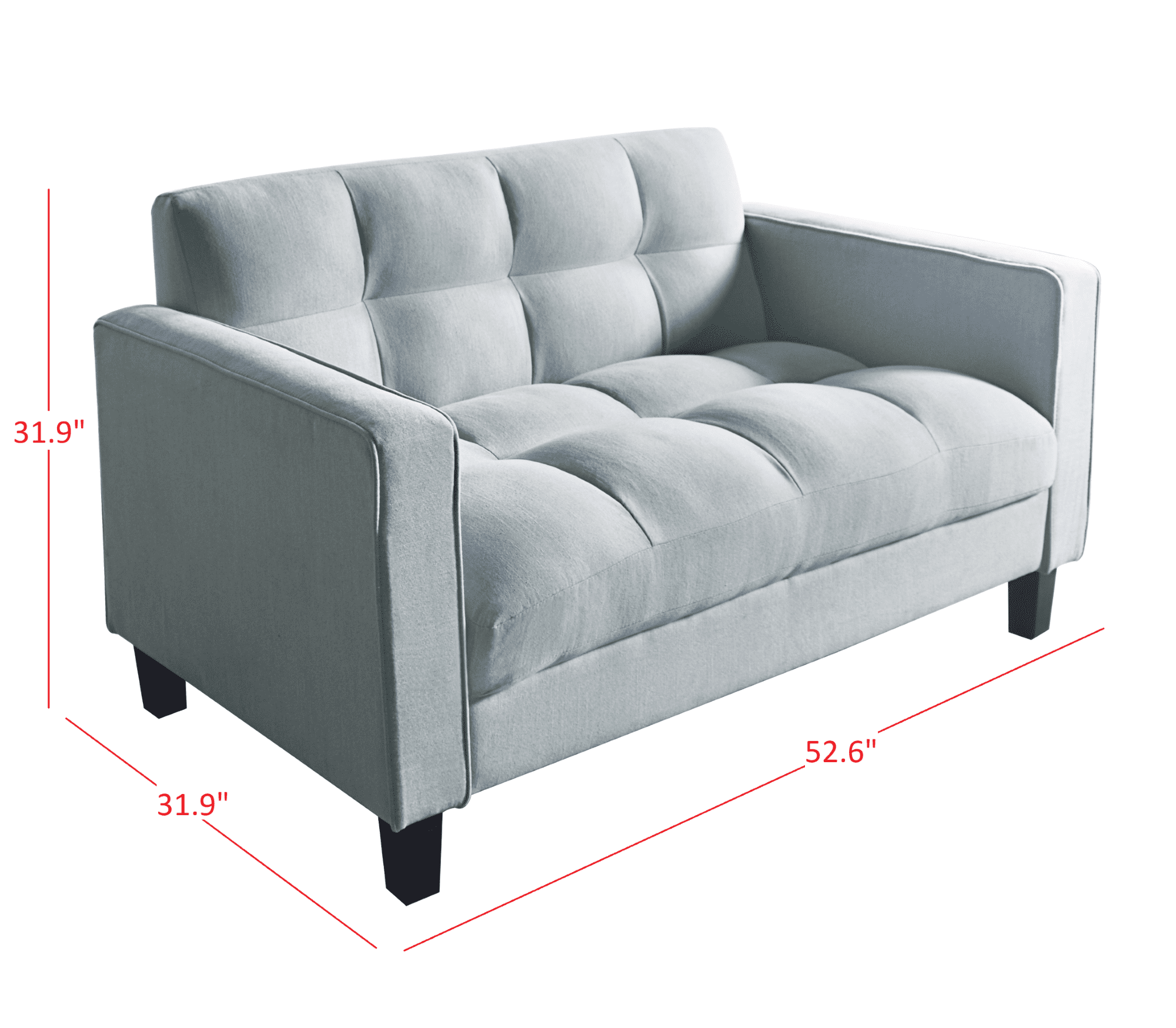 Home Design Vernal 2-Piece Upholstered Square Arm Living Room Furniture Set with Loveseat and Sofa, Delift