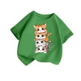 thumbnail image 2 of Spazoro Little & Big Girls Boys T-Shirts Tees, Casual Short Sleeve Graphic Crew Neck Breathable Summer Tops for Kids Unisex Green Size 10 T, 2 of 3