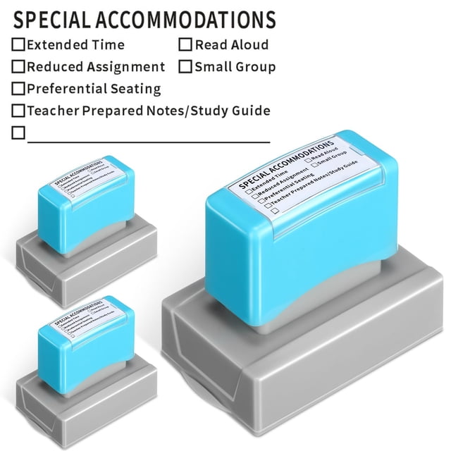 Rubber Stamp Sayglossy Special Accommodations Teacher x3 Blue