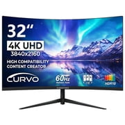 32 Inch Monitor Curved 4K UHD(3840x2160P) 60Hz,1500R VA Panel,Computer PC Monitor,Gaming 4K Freesync,sRGB HDR10 DP+HDMI,VESA
