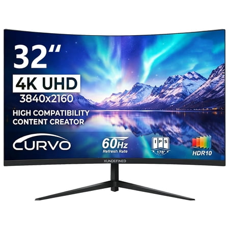 32 Inch Monitor Curved 4K UHD(3840x2160P) 60Hz,1500R VA Panel,Computer PC Monitor,Gaming 4K Freesync,sRGB HDR10 DP+HDMI,VESA