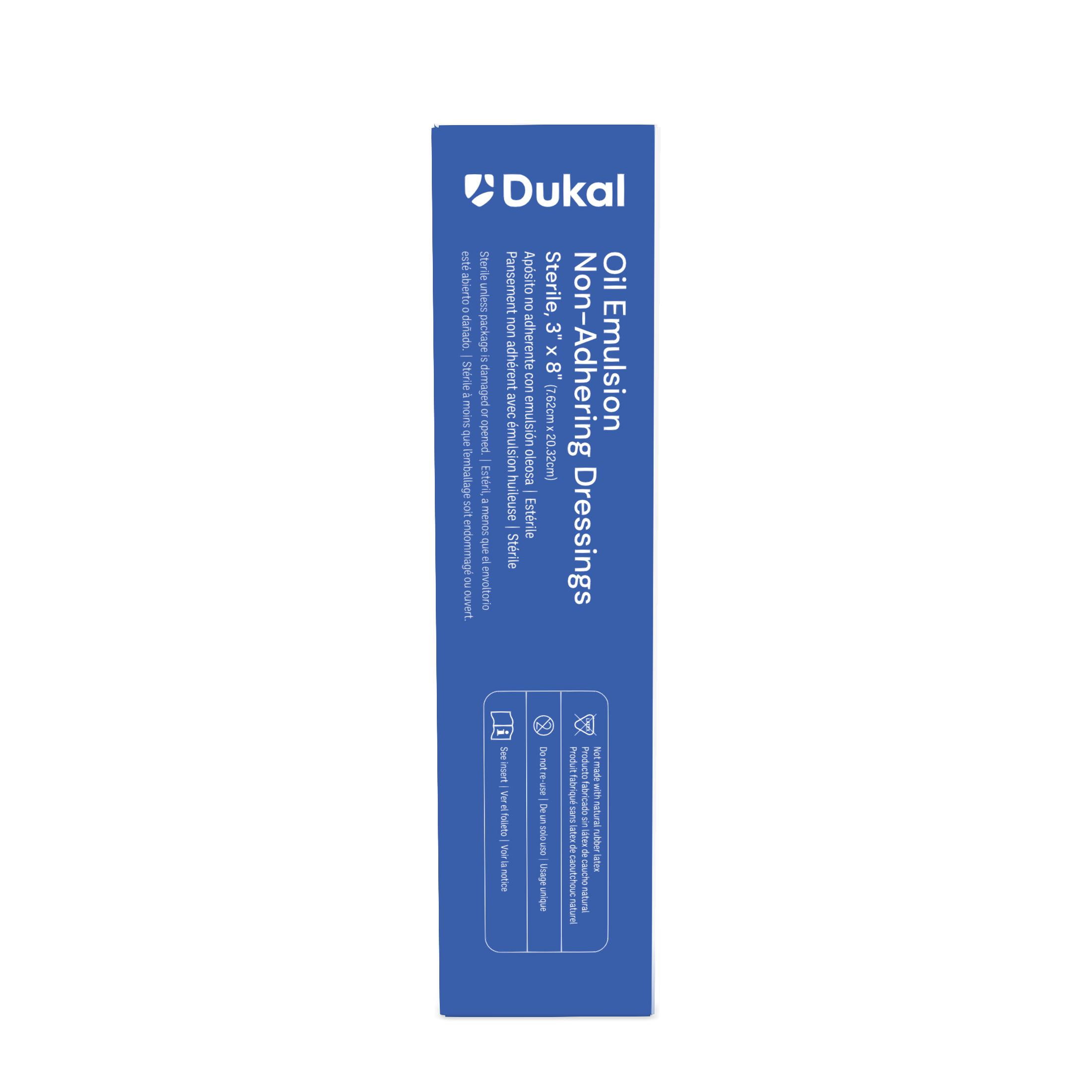 Dukal Oil Emulsion Non-Adherent Dressing 3" x 8" – Box of 24 Sterile Wound Care Pads for Burns, Cuts, and Surgical Dressings