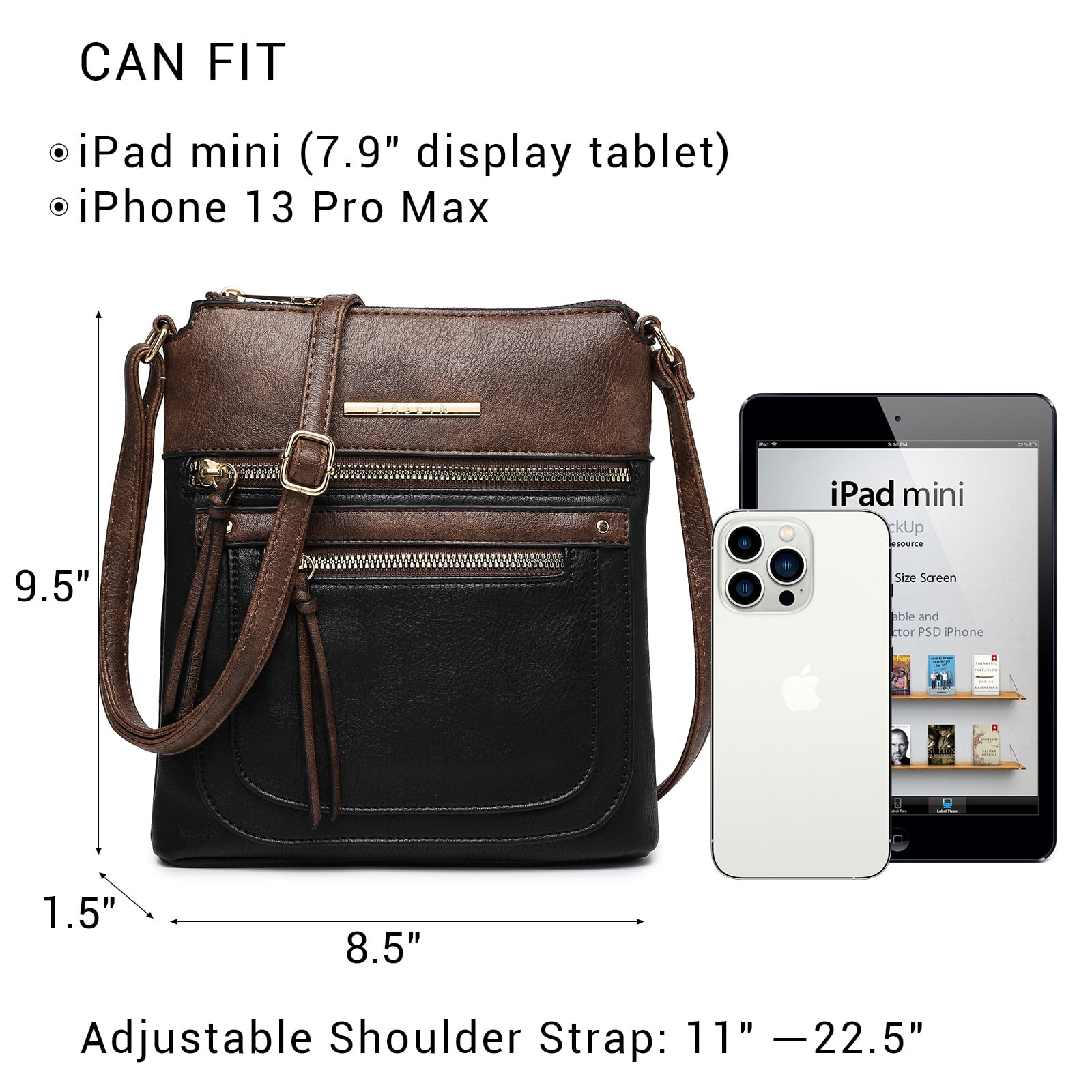 Lightweight Crossbody Bags for Women Shoulder Bag Purse Vegan Leather Soft Travel Handbag with Multi Pockets