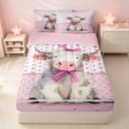 thumbnail image 2 of Erosebridal Cute Cow Zipper Queen Comforter Set with Fitted Sheet and 2 Pillowcases for Girls, Kawaii Pink Love Hearts Print Zipper Bedding Set, Pink Reversible, 2 of 7