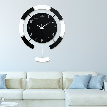 Tineasur Black Wood Wall Clock, Simple Hanging Decorative Clock for Cafe, Bar, Kitchen, Living Room, Office