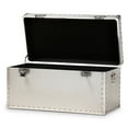 thumbnail image 2 of HomeStock Renaissance Refinement Silver Metal Storage Trunk - Vintage Industrial Style, 30" L x 16" W x 14" H, Perfect for Stylish Storage Solutions, 2 of 10