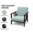 thumbnail image 2 of Toytexx Mid-Century Modern Accent Chair, Solid Wood Frame Armchair with Slatted Arms and Cushioned Fabric Upholstery, Single Lounge Chair for Living Room, Bedroom, or Office, Light Green, 2 of 6