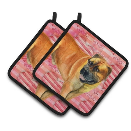 

Caroline s Treasures Boerboel Mastiff Love Pair of Pot Holders