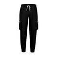 thumbnail image 4 of Pisexur Men's Pants Multi Pockets Drawstring Cargo Pants Solid Color Elastic Waist Athletic Hiking Pants Casual Baggy Straight Leg Sweatpants Loose Oversized Elastic Bottom Work Pants M-3XL, 4 of 5