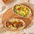 thumbnail image 5 of Rectangular Double-ear Baked Rice Baking Tray Ceramic Cheese Baked Rice Tray Household Microwave Oven ,500ML, 5 of 5