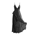 thumbnail image 5 of ClodeEU Women's Spaghetti Strap Irregular Ruffle Hem Boho Maxi Dress,Asymmetrical Flowy Beach Sundress Gray,Women's Plus L, 5 of 6