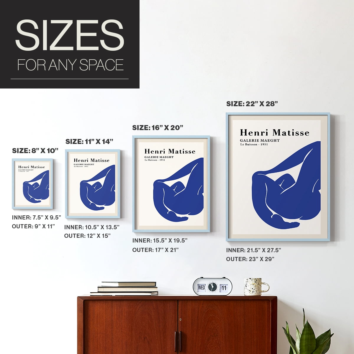 Matisse CXVIII Framed Print in Blue Solid Wood 8 x 10 Framed Print
