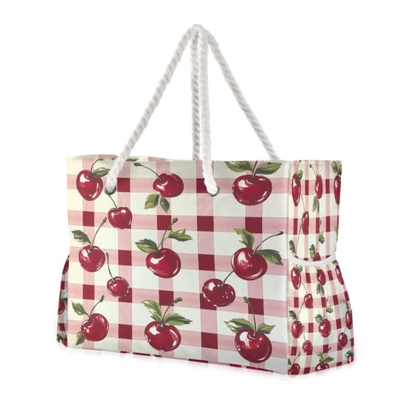 DIXRUYEE Beach Cooler Travel Tote Bags Beach Bag Fashion Cherry Delight Printed
