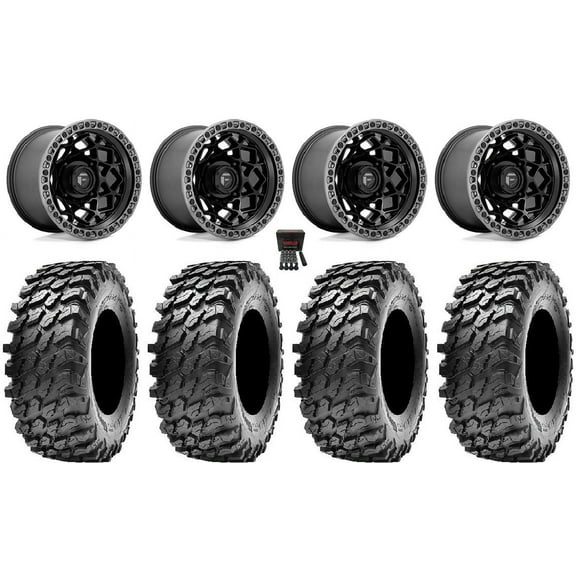 Fuel Unit 15" Wheels Black 30" Rampage Tires Kawasaki Teryx Mule