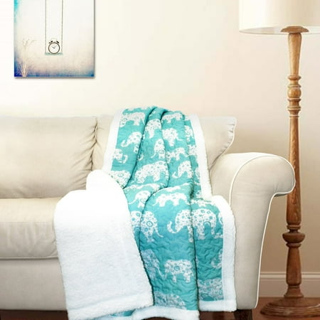 50"x60" Elephant Sherpa Throw Navy - Lush Décor