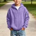 thumbnail image 2 of Nugftut Boys Hoodies Size 5-6 Years Quarter Zip Waffle Knit Kids Long Sleeve Hooded Sweatshirts Casual Daily Hoodies, 2 of 7