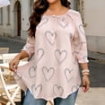 thumbnail image 7 of ClodeEU Women's Plus Size Printed Crewneck 3/4 Sleeve Top with Ruffle Trim and Smocked ,Casual Loose Blouse Pink,Womens Plus XXXXXL, 7 of 7