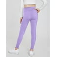 thumbnail image 4 of Oudiya Girls Athletic Leggings with Pockets High Waisted Crossover Yoga Pants Dance Workout Running Bottoms for Kids 5-14Y, 4 of 6