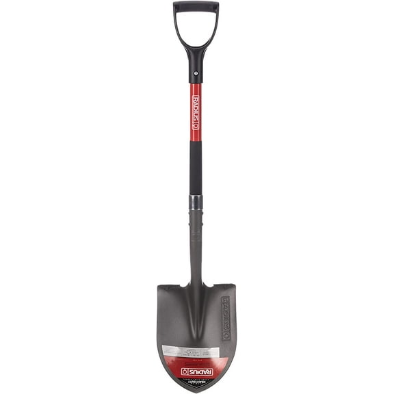 Radius Premium D-Handle Round-Point Shovel, Steel Shaft