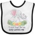 thumbnail image 3 of Inktastic I'll Never Forget That My Gigi Loves Me with Cute Elephants Boys or Girls Baby Bib, 3 of 4