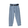 thumbnail image 4 of QURATI Women's Summer Lightweight High Waisted Loose Straight Cut Retro Harem Jeans Womens Bottoms Light Blue XL, 4 of 4
