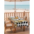 thumbnail image 2 of Outdoor Tablecloth with Umbrella Hole for Patio/Picnic/Party/Camping, Gnomes Sunflowers Waterproof Table Cloth Rectangle Table Cover Washable, Pastoral Botanical Black White Plaid Wooden (60"x 120"), 2 of 8