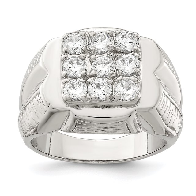 925 Sterling Silver Men's Cubic Zirconia Ring