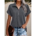 thumbnail image 5 of Weardear Women's Summer Short Sleeve Tops Casual Zipper Collar Buisness Shirts Loose Fitting Tunic Top V Neck Polo Shirts, 5 of 5