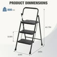 thumbnail image 5 of SHOUFTW 3-Step Folding Ladder, 800 lbs Heavy Duty Steel, Anti-Slip Pedals for Home & Outdoor, Black, 5 of 7