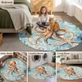 thumbnail image 5 of Round Rugs 6Ft, Brown Octopus Coastal Round Area Rug Washable Indoor Throw Carpet, Nautical Summer Beach Ocean Botanical Soft Non Slip Circle Rug for Office Cabinet Home Decor Aesthetic, 5 of 8