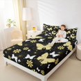 thumbnail image 4 of Feelyou Boho Gold Butterfly Queen Sheet Sets for Teen, Cartoon Cherry Blosoms Flat Sheet, Tribal Mandala Style Queen Fitted Sheet, Ultra Soft Bedroom Decor, 4pcs, 4 of 7