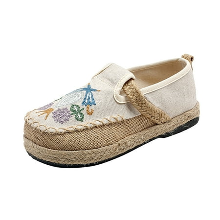 

Pejock Women s Loafers Womens Slip-Ons Sneakers Ladies Fashion Canvas Sneakers Round Head Ethnic Style Embroidered Shoes Shallow Cut Low Top Soft Bottom Cloth Shoes Non Slip Light-Weight Shoes