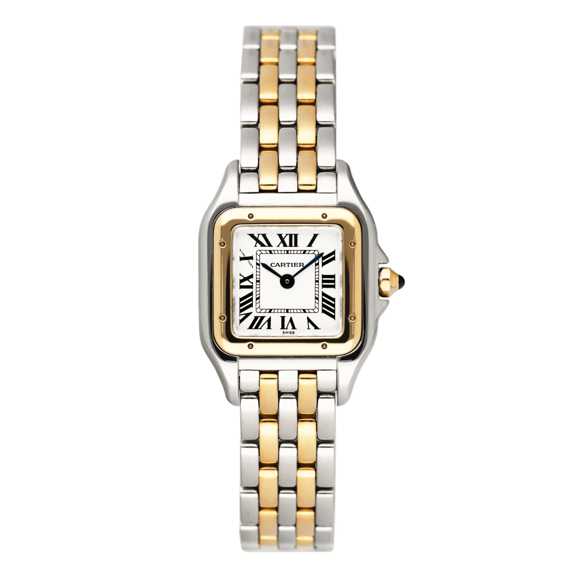 Pre-Owned Cartier Panthre 6692, 18k Yellow Gold and Stainless Steel Case with Silver Dial, Two-Row Bracelet