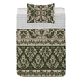 thumbnail image 1 of Vintage Reversible Bedspread Set, Connected Classic Flowers Renaissance Style Leaves Foliage Entangled Art Deco, Pillow Shams & Comforter Microfiber Bedding Set, 3 Sizes, Army Green, by Ambesonne, 1 of 2