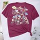 thumbnail image 5 of Fiudx Ofertas Relámpago Blusas con Estampado de Flores Pequeñas para Mujer Top de Manga Corta con Cuello Redondo, 5 of 6